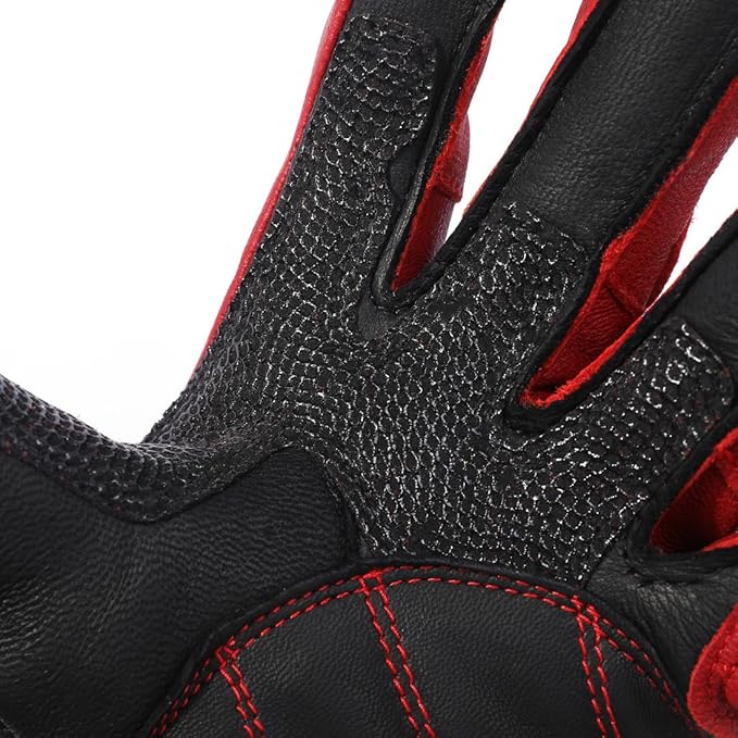 Harssidanzar Leather Motorcycle Gloves for Men and Women,Powersports Carbon Fiber Knuckle Protection Motorbike Gloves KM045
