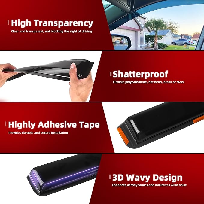 in-Channel Rain Guards Fit for Nissan Altima 2019 2020 2021 2022 2023 2024 2025, Durable Window Visors Wind Deflectors, Smoke Vent Shase Shields-4PCS