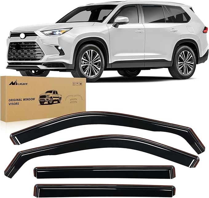 Nilight in Channel Window Deflectors for Toyota Highlander 2020 2021 2022 2023 2024 2025 Vent Window Visors, Rain Guards-4PCS