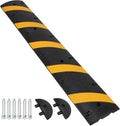 84'' Rubber Speed Bump, 1 Pack 2 Channel Modular Heavy Duty Speed Bumps Humps 25000 lbs Load Capacity, Cable Protector Ramp with 2 End Caps for Asphalt Concrete Gravel Driveway Road