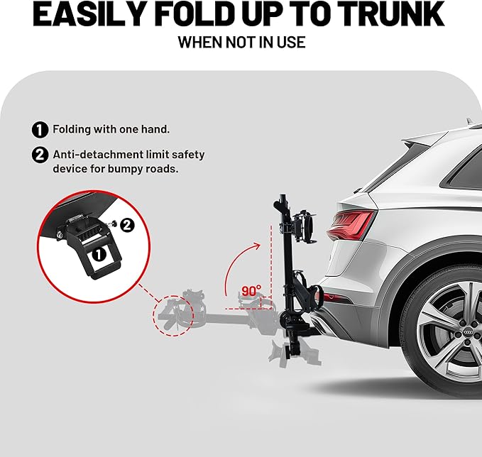 Young E-Bike Rack Hitch Mount Platform Style for Cars Trucks SUVs Minivans RV, fits E-Bike with Up to 5-inch Fat Tire, 200 lbs Capacity