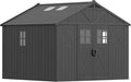 Devoko 10 x 8 FT Black Plastic Outdoor Storage Shed with Windows, Resin Tool Shed with Floor Garden Shed for Patio,Garden, Backyard