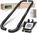 YHTAUTO 3 Inch Running Boards Side Steps Compatible with Chevy Silverado & GMC Sierra 1500/2500 HD/3500 HD 2019-2024, Crew Cab, Round Carbon Steel Black Powder, Truck Cab Side Step Rails