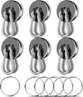 MIKEDE 6 Pack Strong Magnetic Hooks, 70LBS Pull Force Neodymium Magnetic Hooks Cruise Ship with Swivel Carabiner Hooks, Black Heavy Duty Magnets Hooks with Rings for Hanging, Grill, Refrigerator