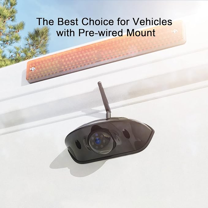 Fookoo HD 1080P 7" Wireless RV Backup Camera System for Furrion Pre-Wired RV Truck Camper, 7" IPS DVR Monitor & Rear View Camera, IR Night Vision IP69 Waterproof DIY Parking Lines - DW7Y5