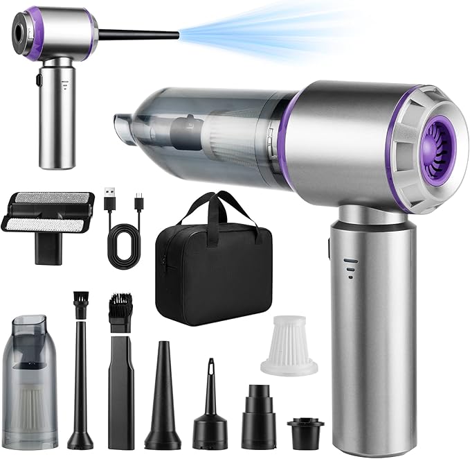 Car Vacuum Portable Cordless,21000PA High Power,Mini Vacuum Cleaner,4-in-1 With Brushless Motor,Air Blower,Handheld Vacuum Cordless,3 Gear Adjustment,Car Vacuum Cleaner Suitable for Cars,Home,Outdoors