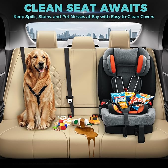 for Toyota Camry Seat Covers LE SE SE Nightshade 2018 2019 2020 2021 2022 2023 2024 - Custom Car Seat Covers Full Set, Waterproof Breathable Leather Seat Covers for Cars, Beige Not for Hybrid