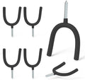 HUHOLE Screw in U Hook, Black Heavy Duty, 6PC, Shovel Holder Wall Mount, U Hooks for Hanging Garden Tools