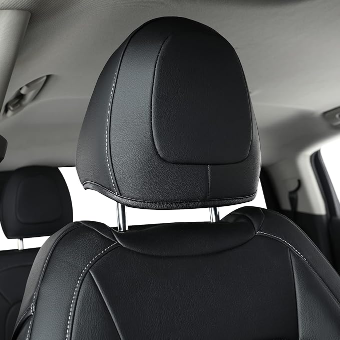 LUCKYMAN CLUB 2 Front Chevy Colorado Seat Covers, fit for 2015-2022 Colorado Crew Cab Z71 LT ZR2 Work Truck with Faux Leather (Black 2 pcs)