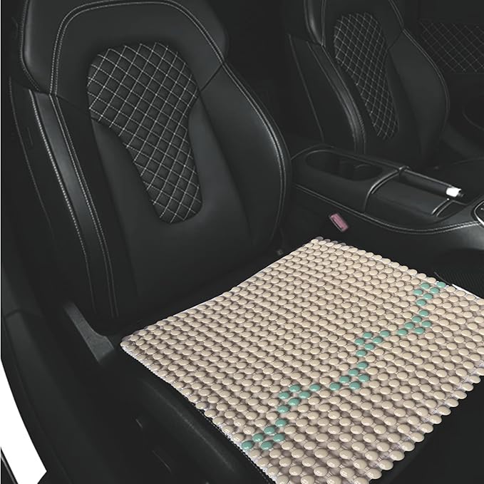 HOMREST Beaded Car Seat Cushion 19x19 Massage Ceramic Seat Cover for Back Pain Cooling Comfy Bead Seat Pad for Trucks,Executive Chairs(Beige)