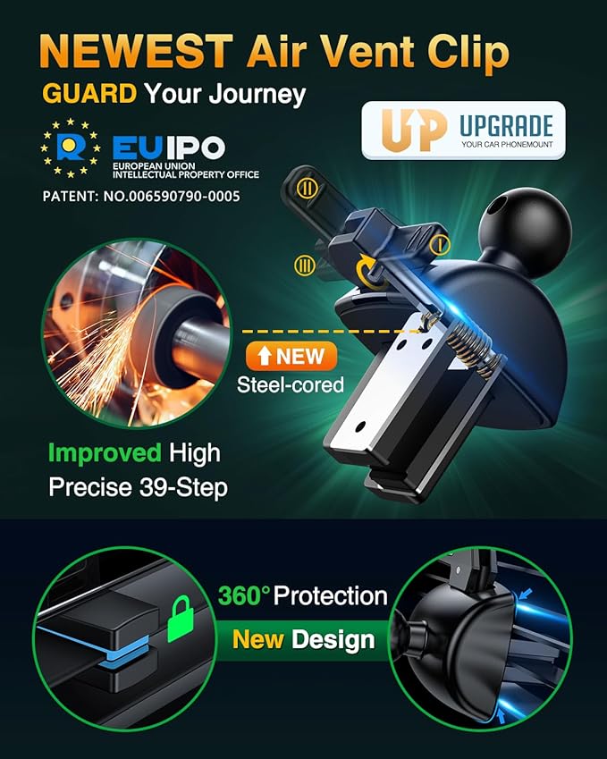 VANMASS [Pro Version] Universal Car Phone Mount [Super Suction Cup] Dashboard Phone Holder, Handsfree Windshield Dash Vent Phone Holder Car, Compatible for iPhone 16 15 14 13 Samsung LG & Truck,Green