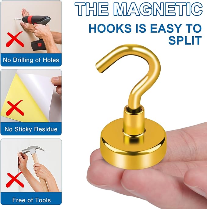 LOVIMAG Cruise Essentials, 150Lbs Cruise Door Magnets, Yellow Magnet Hooks for Cruise Cabin Strong Magnetic Hooks for Hanging, Refrigerator, Celling -6 Pack