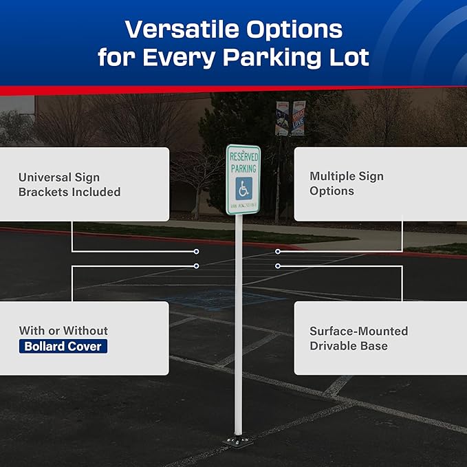 Impact Recovery - Sta-Rite Flexible Sign Post - Sign Holder - Handicap Parking Signs - Made in the USA - 102” Van Accessible Signage