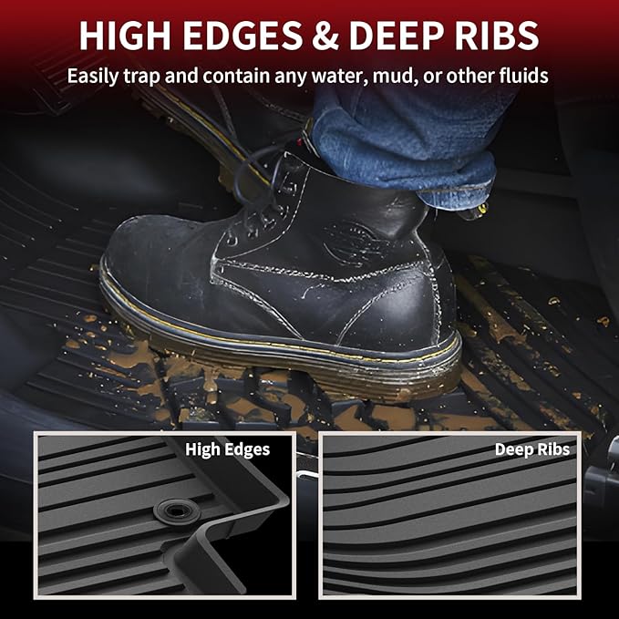 LASFIT Floor Mats for Toyota Grand Highlander 2024-2025 (Include Hybrid) & for Lexus TX350 2024, Custom Fit TPE All Weather Floor Liners 1st & 2nd & 3rd Row Car Mats Accessories, Black