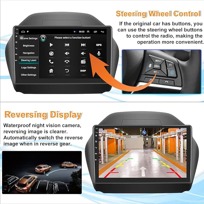 SIXTOP 1+32G Android Car Stereo for Hyundai Tucson IX35 2010 2011 2012 2013 2014 2015 Head Unit 10.1 inch Touch Screen Multimedia Player GPS Bluetooth WiFi FM Mirror Link Split Screen Rear Camera&Mic