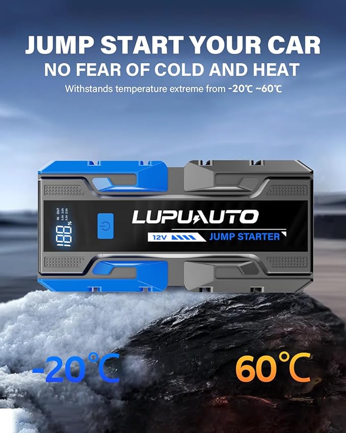 3000A Jump Starter, Portable Car Battery Jump Starter for Up to 9.0L Gas & 7.0L Diesel Engines, Car Battery Booster Pack with Built-in LED Light