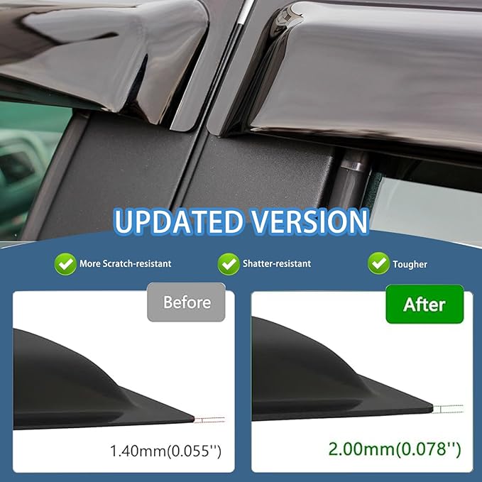 Rain Guard Fit for 2010-2017 GMC Terrain, Outside-Mount Side Window Visor Deflector, Dark Smoke Sun Vent Shade Shield, 2010 2011 2012 2013 2014 2015 2016 2017, 4pcs