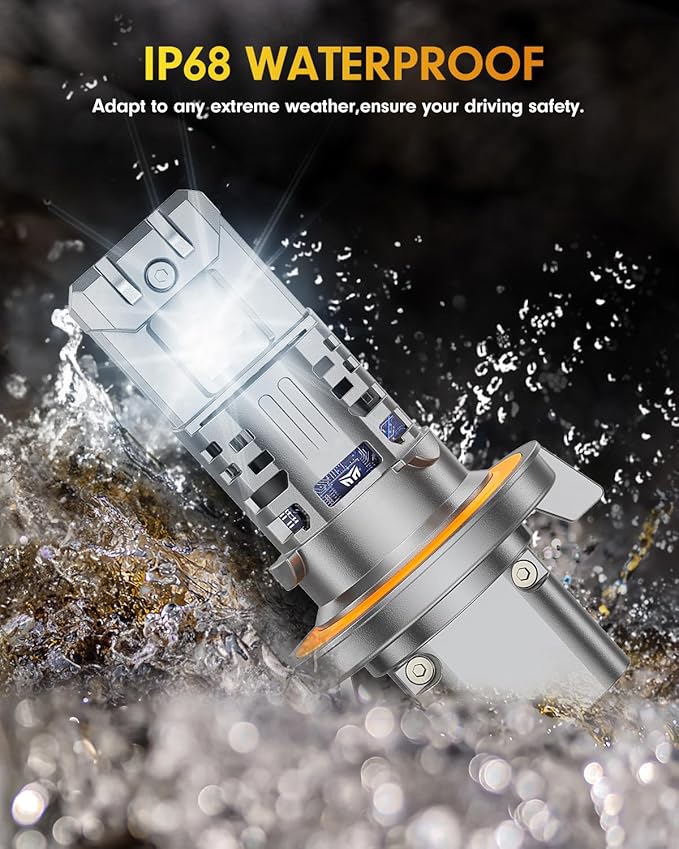 FAHREN Latest & Brightest H13/9008 LED Bulbs, (1,000%) 10X Brighter 60,000LM Ultra Brightness, 6500K Cool White, 1:1 Min Size,IP68 Waterproof Fog Bulbs HID,Pack of 2,Plug-N-Play.