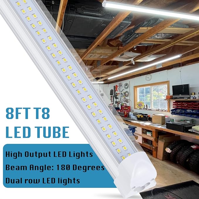 4 Pack,Led Shop Lights, 8FT Led Shop Light,100W 6000K 15000LM Clear White,Led Shop Light 8FT 110V Linkable Integrated Flat-Shape for Shop Garage,Warehouse