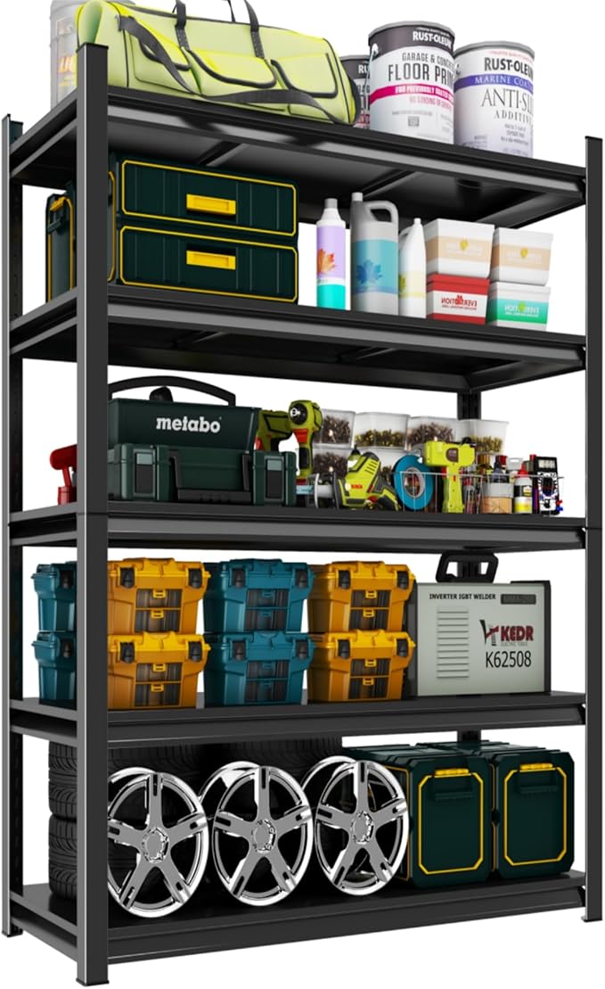 Metal Garage Shelving Unit, Heavy Duty 5-Tier Adjustable Storage Rack, Steel Shelving,2000 lbs Capacity, Industrial Shelves for Heavy Tools and Equipment (5-Tier 78" H x 36" W x 16" D)