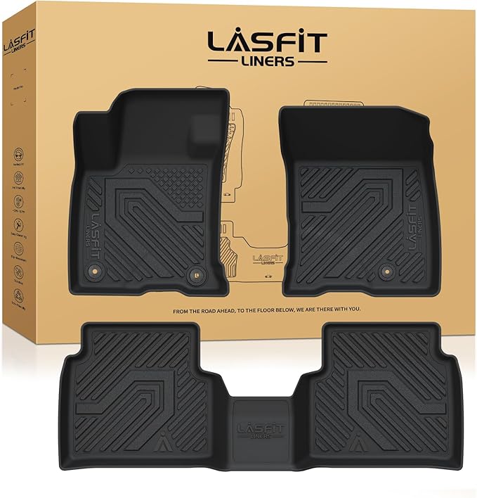 LASFIT Floor Mats for Lincoln Corsair 2020-2025 (Fit Gasoline Not fit PHEV) All Weather Floor Liner for Lincoln Corsair TPE Custom Fit Car Mats Front & Rear 2 Row Mats,Black