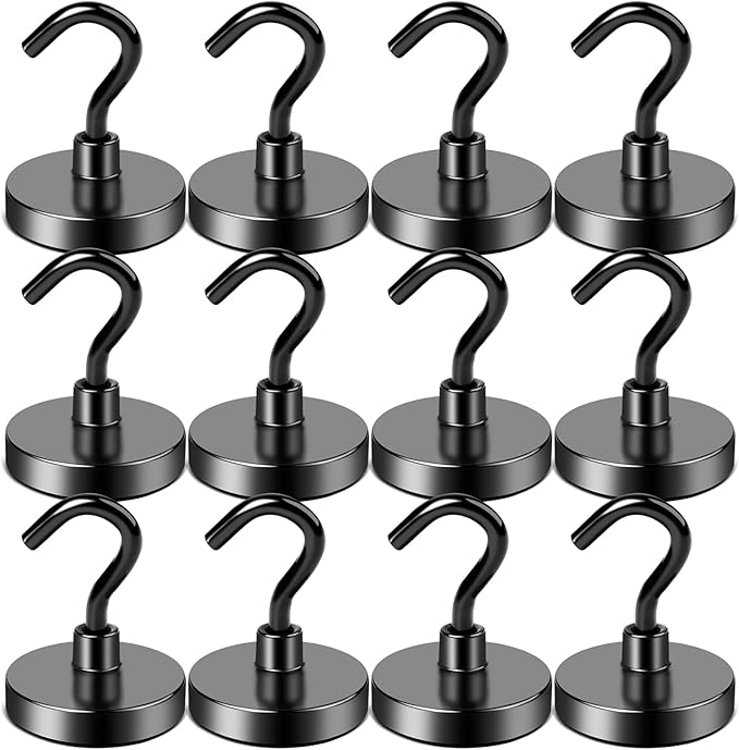 LOVIMAG Magnet Hooks for Cruise Cabin, 80lbs Cruise Door Magnets with Epoxy Coating, Cruise Must Haves for Travel, Strong Magnetic Hooks for Classroom, Kitchen Essentials, Locker Organizer, -12 Pcs