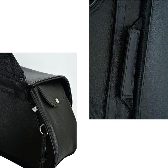 GARGOYLE BELLS Motorcycle Saddle Bags Leather Motorcycle Luggage Bag with Gun Holsters For Softails Sportsters and Choppers Waterproof Luggage Bags For Motorcycle