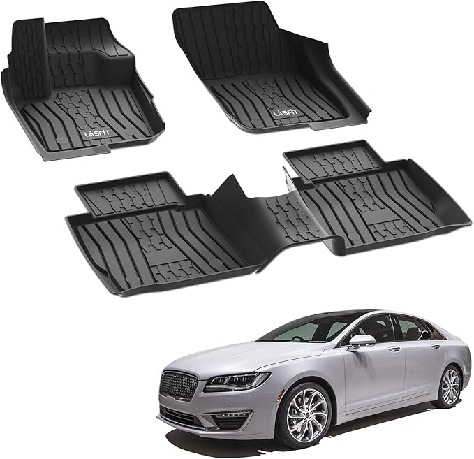 LASFIT Floor Mats Fit for Ford Fusion 2020-2017 (Include Hybrid)/ for Lincoln MKZ 2020-2017 All Weather Protection TPE Custom Fit 2020 2019 2018 2017 Floot Liners Accessories, 1st & 2nd Rows, Black