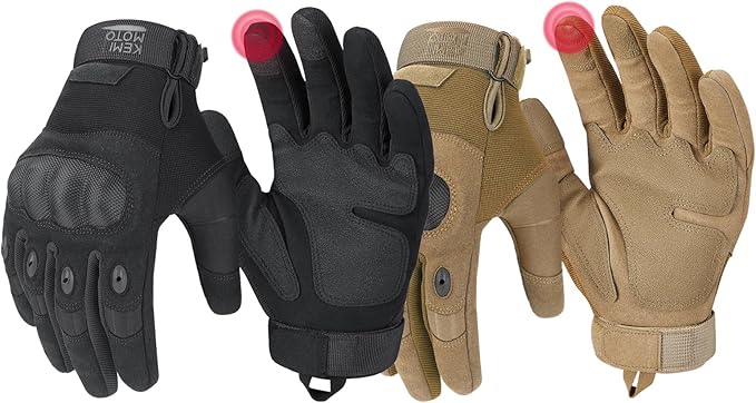 KEMIMOTO Tactical Gloves for Men, Touchscreen Motorcycle Gloves with Hard Shell & Palm Padding for Sports Motorcycle Cycling Tactical Airsoft Paintball Hunting Hiking Camping Climbing