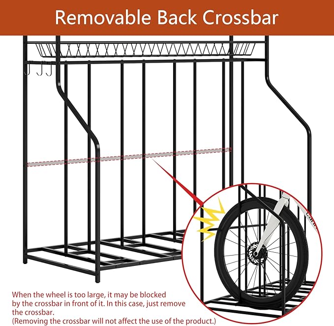 4 Bike Stand, Bike Rack Garage with 3-Tier Storage Rack, Bicycle Stand for Garage Organizer, Indoor Sporting Gear Storage Station for Mountain/Road/Hybrid & Fat Tire Bike, Patent Pending