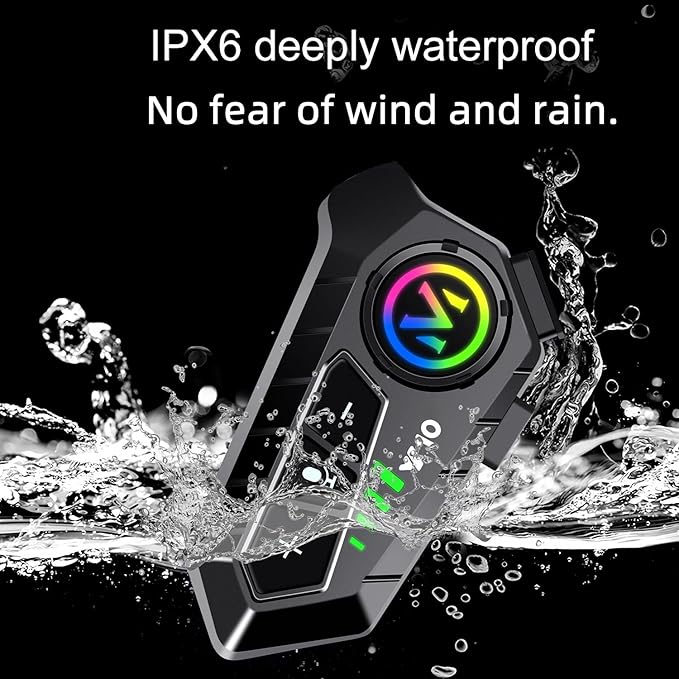 Motorcycle Helmet Wireless Headset Speakers with Hifi Sound,Noise Cancellation,25 Hours Battery Life,Boom Mircrophone,Easy to Install Use with Golves,IPX6 Waterproof,Voice Assistant,Link Two Devices