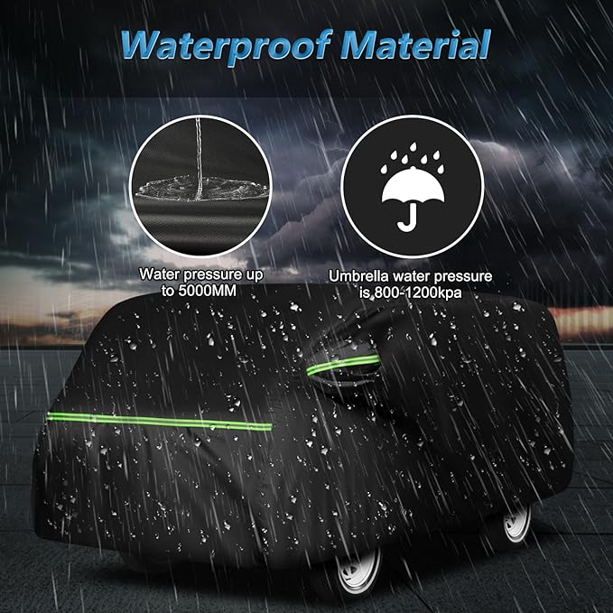 Car Cover for 1964-1970 Dodge A100 for VW Bus T1 T2 T3 1950-1992, 420D Oxford Cloth Sun Heat Protection Outdoor Covers with Driver Side Zipper Windproof Heavy Duty All Weather