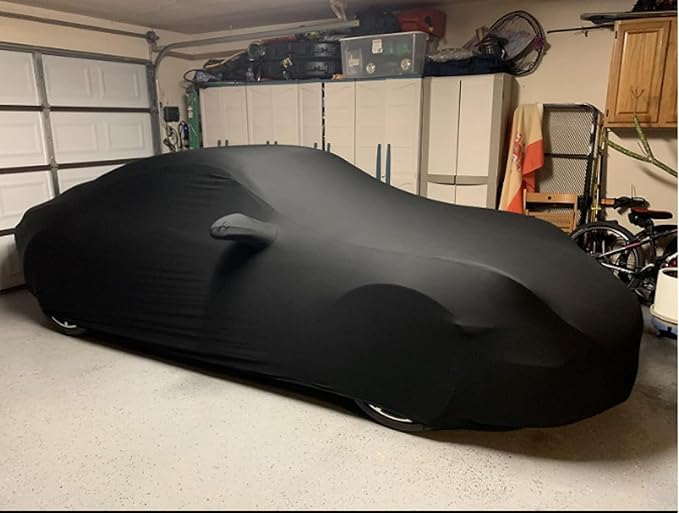 Fit Full Car Cover Dust-Proof Protection Compatible with Chevrolet Corvette C4 C5 C6 C7 1980–2025, Indoor Breathable Car Cover for Dust-Proof, Underground Garage, Car Show(Black)