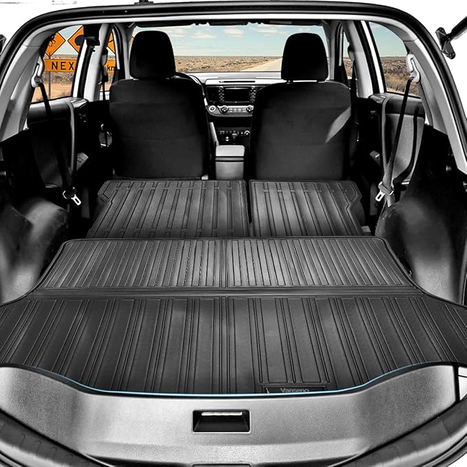 Vanseno Cargo Liner & Backrest Mat Compatible for 2013-2018 Toyota Rav4 Trunk & Rear Backrest All Weather Mats Liner (13-18RAV4)