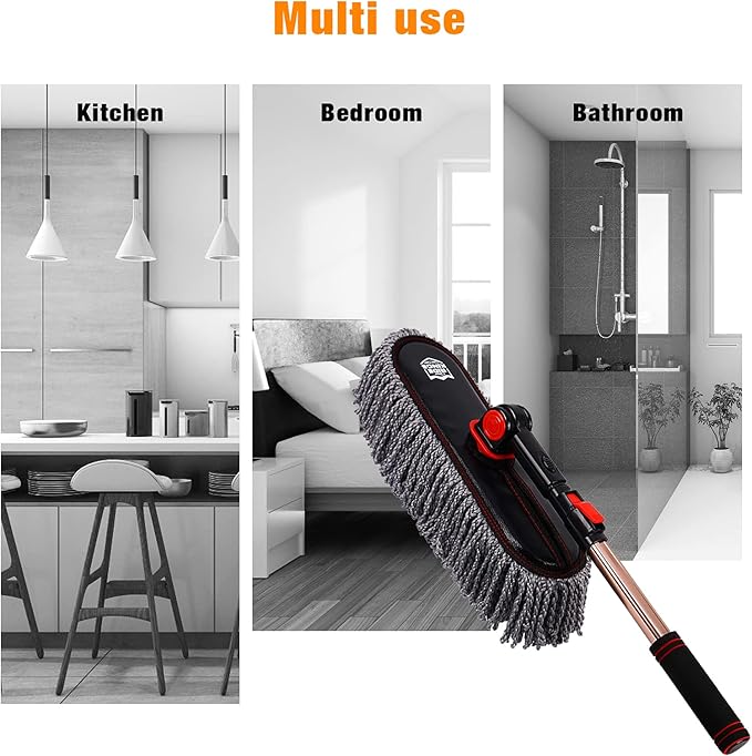 Car Duster Set, Car Duster Exterior Extendable Handle, Scratch Remover Large and Small Car Brushes Remove Dust Exterior Interior of Cars and Trucks,Microfiber Car Interior Brush, 2-Packs