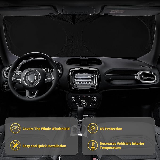 INSAUTO for Toyota Tundra Car Sun Shade Windshield for Tundra 2006 2005 2004 Window Sunshade Fit Toyota Matrix 2003-2013 Foldable Sun Visor Protector 210T Shades Block UV Ray Pickup Truck Accessories