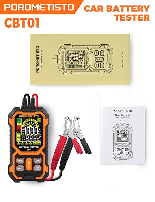 12V 24V Car Battery Tester, POROMETISTO CBT01 Automotive Battery Checker, Auto Battery Voltage Internal Resistance Tester, Battery Analyzer Tester for Car Truck Motorcycle SUV Boat ATVs RVs