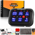 Auxbeam 6 Gang Switch Panel BC60, Universal Circuit Control Relay System Box with Automatic Dimmable On-Off LED Switch Pod Touch Switch Box for Car Pickup Truck UTV ATV Boat, 2 Years Warranty, Blue