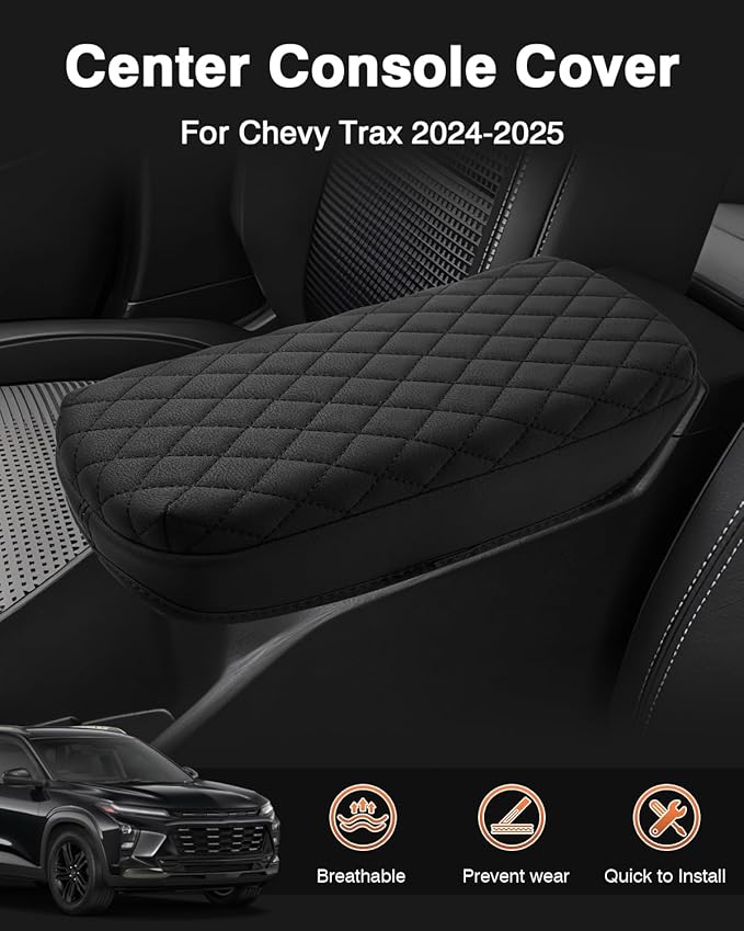 Shademax Custom for 2024 2025 2026 Chevy Trax Center Console Cover Armrest Cover for Chevrolet Trax LS/1RS/LT/2RS/ACTIV, Arm Rest Cushion Pad Leather Middle Console Lid Protector Trax Accessories