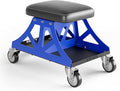 Vyper Low Pro Garage Stool with Removable Seat for Mechanics, Automotive, DIY - 400 lb Capacity Rolling Shop Chair (Black Seat, Blue Frame)