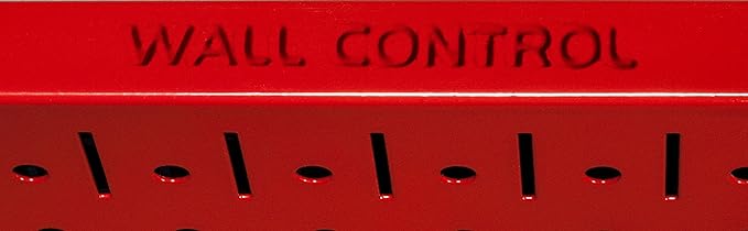 Wall Control Power Tool Storage Organizer Kit Cordless Drill Holder Charging Station Rack 16” x 32” Metal Pegboard Organization System (Red Pegboard)