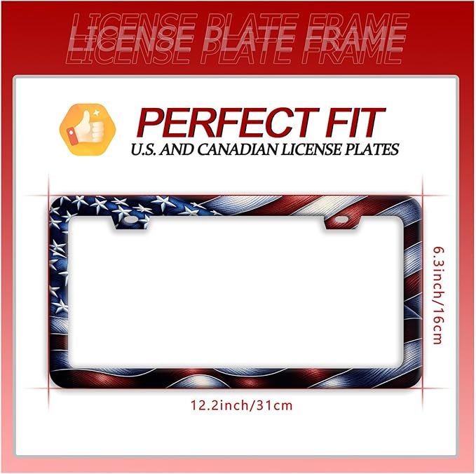Vintage American Flag License Plate Frame Patriotic License Plate Holder Cars Decoration Funny Auto Accessories for Men Women 6x12 Inch
