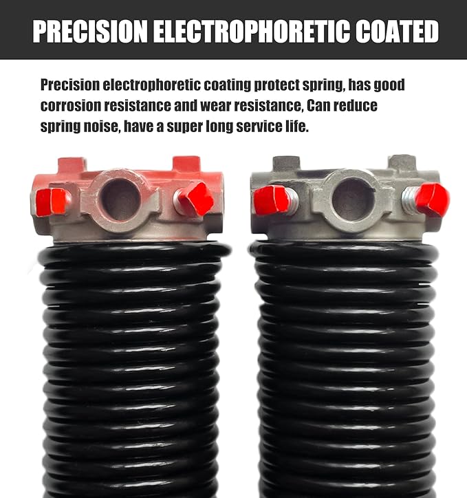 Garage Door Torsion Spring Set, Pair of 2" Electrophoresis Coated Garage Door Spring Replacement with 2 Non-Slip Winding Bars and Bearing, Minimum 16000 Cycles (.234x2x27")