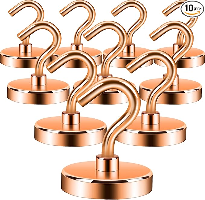 Neosmuk Magnetic Hooks, Cruise Ship Essentials, 100lb+ Heavy Duty Magnetic Hooks for Cruise Cabins, Refrigerator, Grill, Hanging, and Travel | Extra Strong Must-Haves Magnet Hook,Gold