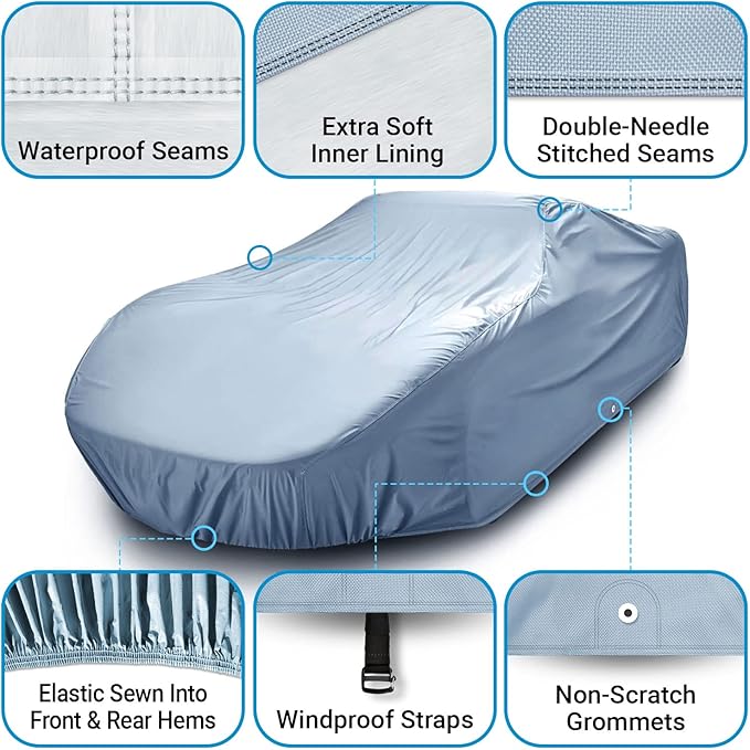 iCarCover Premium Car Cover for 1978-1981 Pontiac Lemans Wagon Heavy Duty Waterproof All-Weather Automobiles Custom Fit Indoor Outdoor UV Snow Protection Covers with Straps and Bag