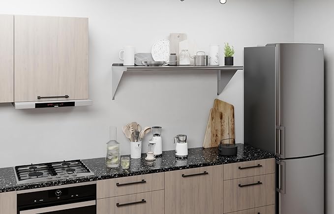 AmGood 48" Long X 18" Deep Stainless Steel Wall Shelf | NSF Certified | Appliance & Equipment Metal Shelving | Kitchen, Restaurant, Garage, Laundry, Utility Room
