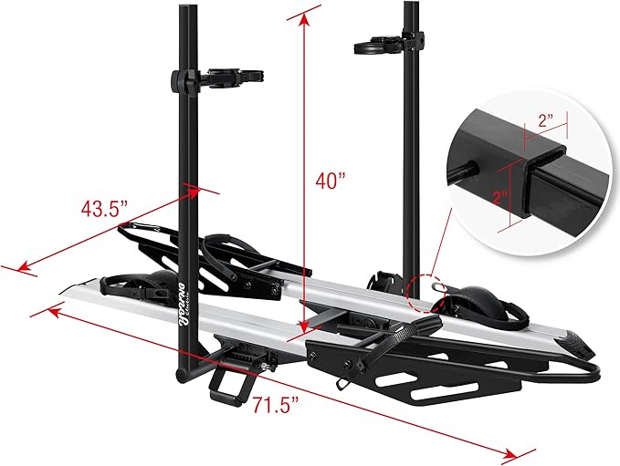 200 lbs. Hitch Mount Bike Rack, fits Cars, SUVs, RVs, Trailers with 2 Inch Receiver