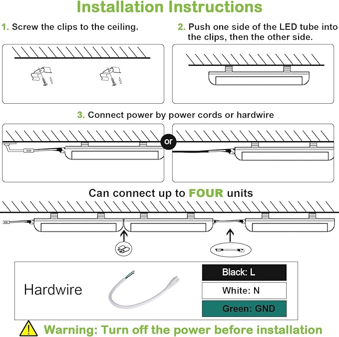 hykolity 6 Pack 4FT LED Shop Light,40W, 5200LM, 6500K Super Bright White,V Shape Integrated T8 LED Tube Light,4 Foot Linkable Shop Lights with Built-in ON/Off Switch for Garage,Warehouse,Workshop