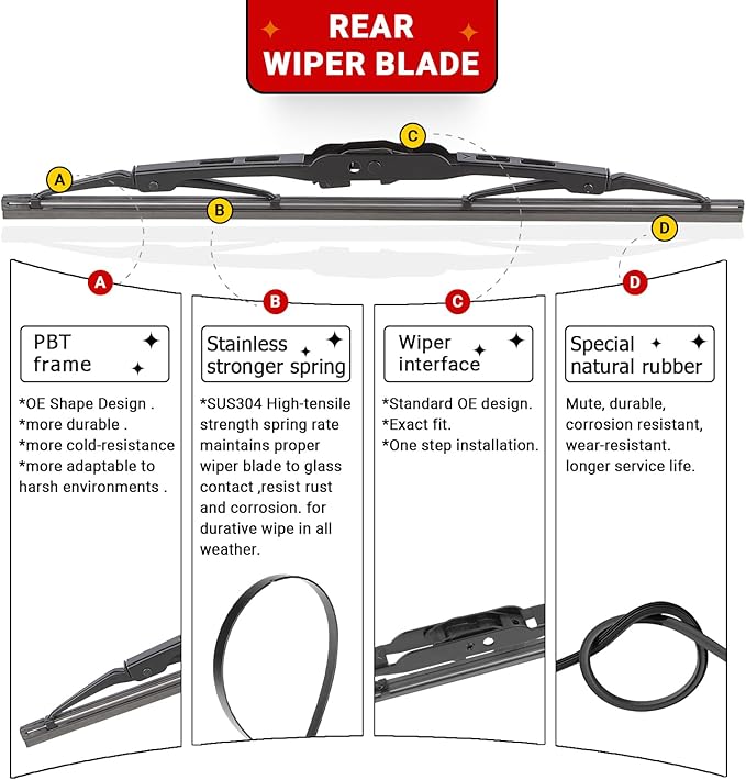 Windshield Wiper Blades Replacement for Chevy Chevrolet Blazer 2019 2020 2021 Original Factory Quality Front Rear Wipers Blade Set for Car - 24" 18" 12" (Pack of 3)