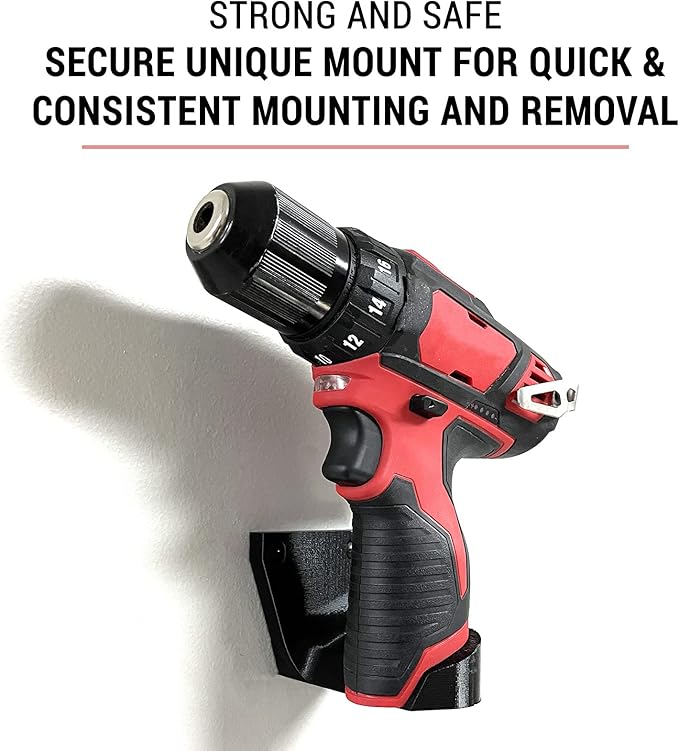 Spartan Mounts Wall Hook for Milwaukee M12 Tools Left - 12 Volt Power Tool Holder, High Strength Low Profile Bracket, Convenient Easy Access Garage Organization